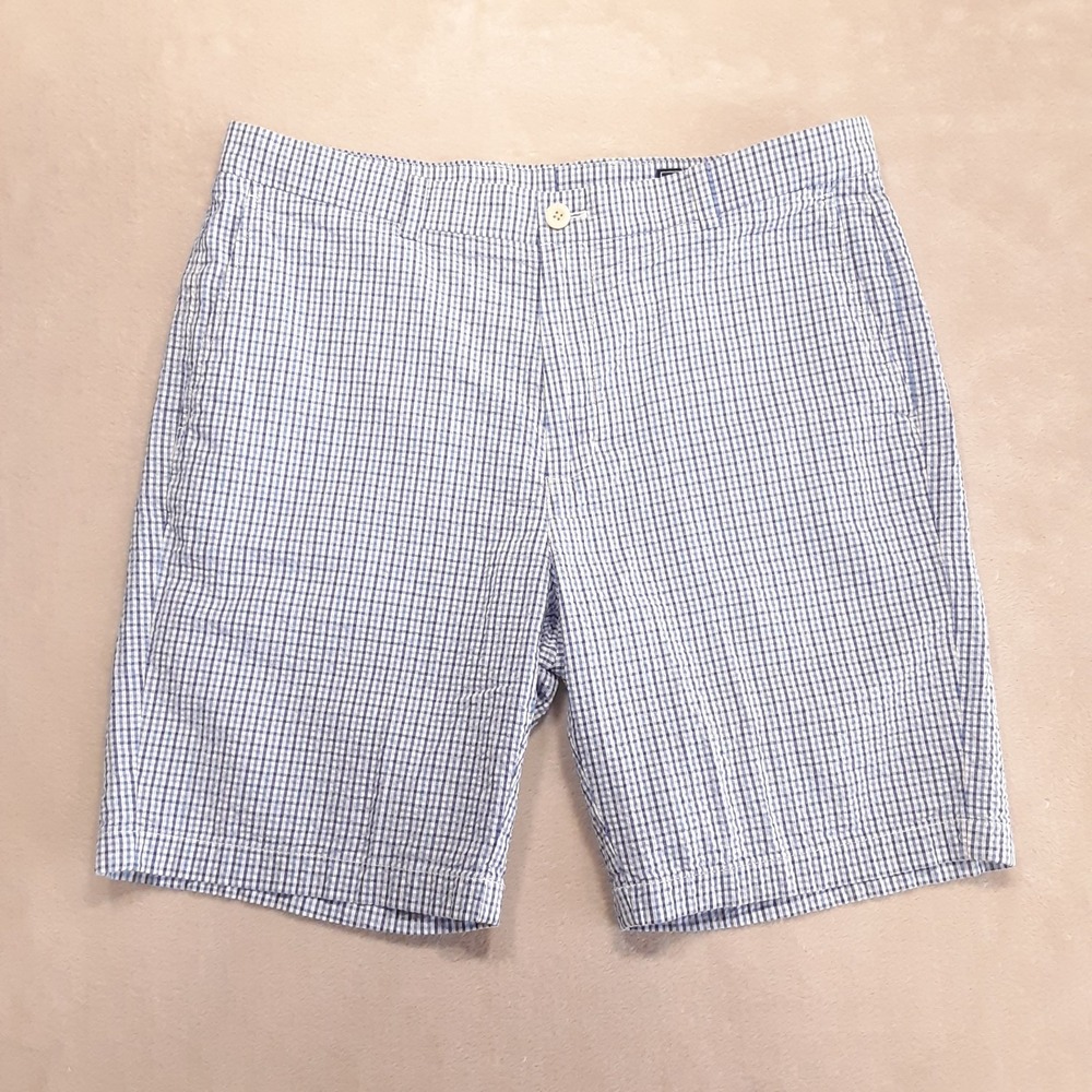 Vineyard Vines Mens Breaker Shorts 36 Blue Stripes 8" Inseam Cotton Seersucker